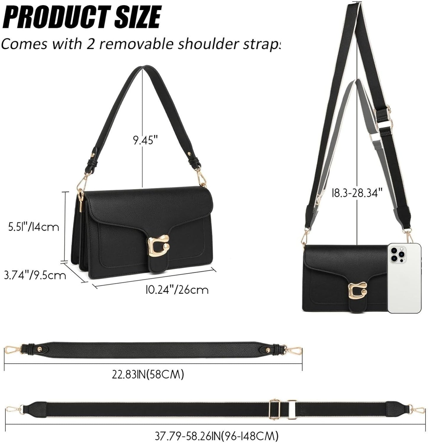 Crossbody Bags for Women Trendy - Small  Bag Leather Handbags Evening Clutch with 2 Straps