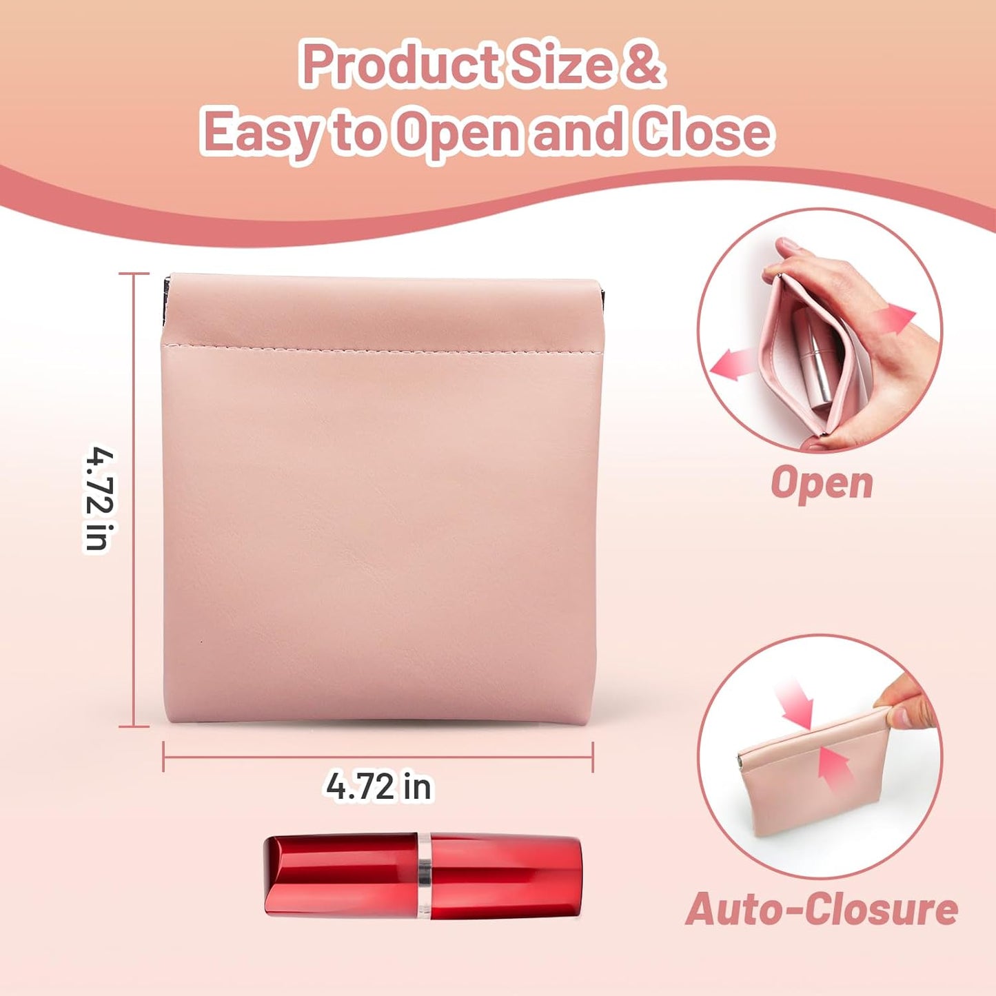 4.72″x4.72″ Small Pouches for Purse, 4count Cute Snap Closure Storages, Mini Organizer for Inside
