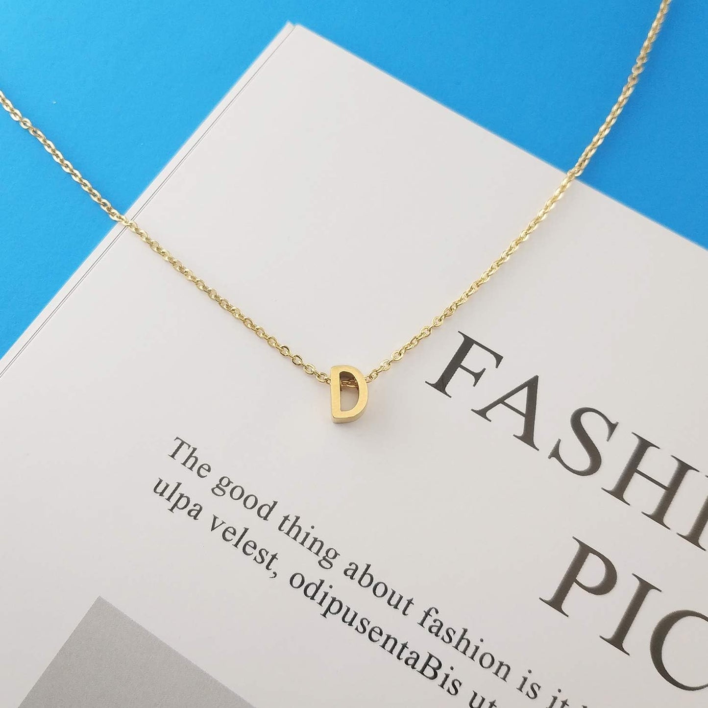 Initial Necklace: 18K Gold Plated Personalized Tiny Letter Name Pendant for Women