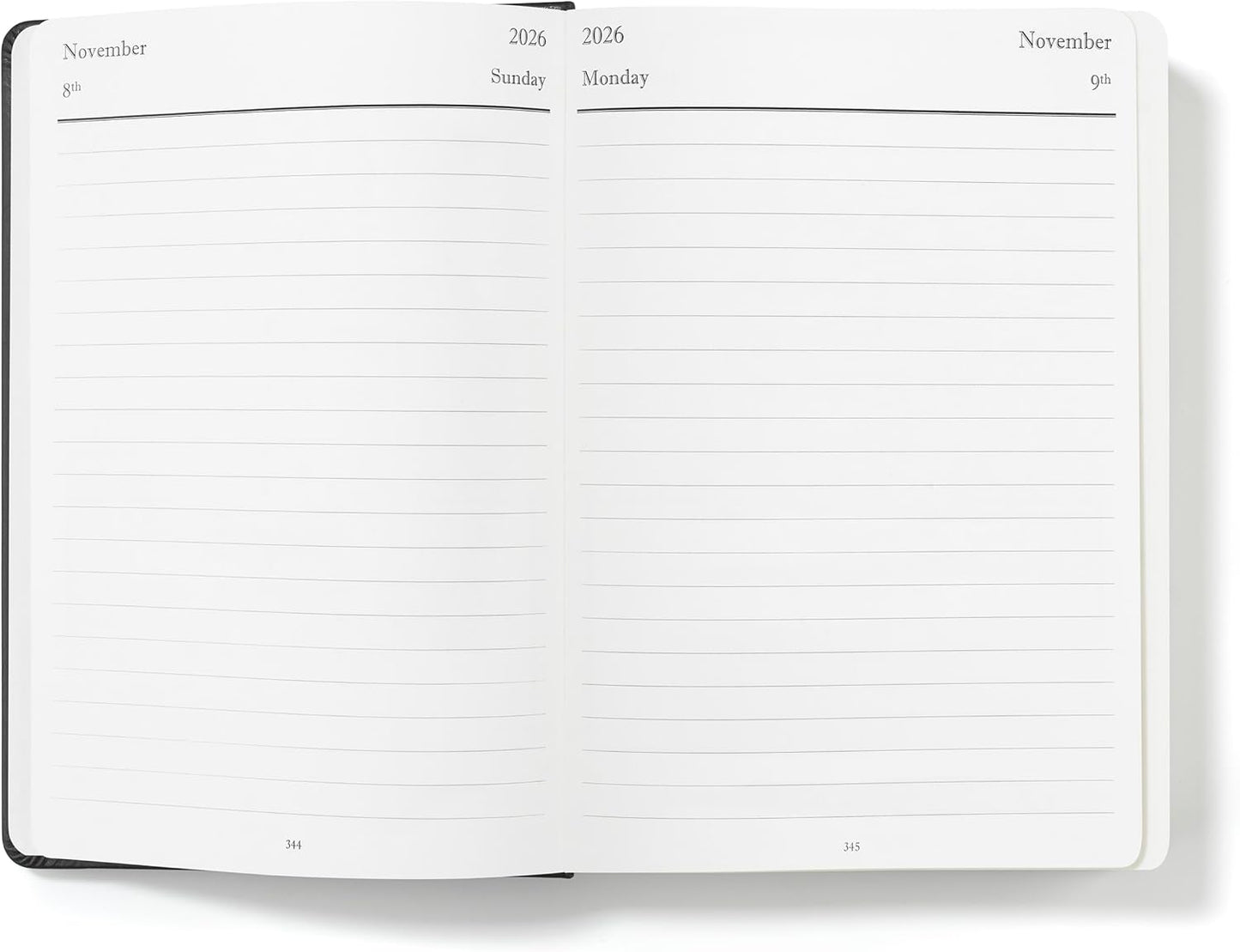 OMOMMD Executive 2026 Daily Journal Planner – US Public Holidays & Format – Customization Available (Black, 8.5"×5.5")