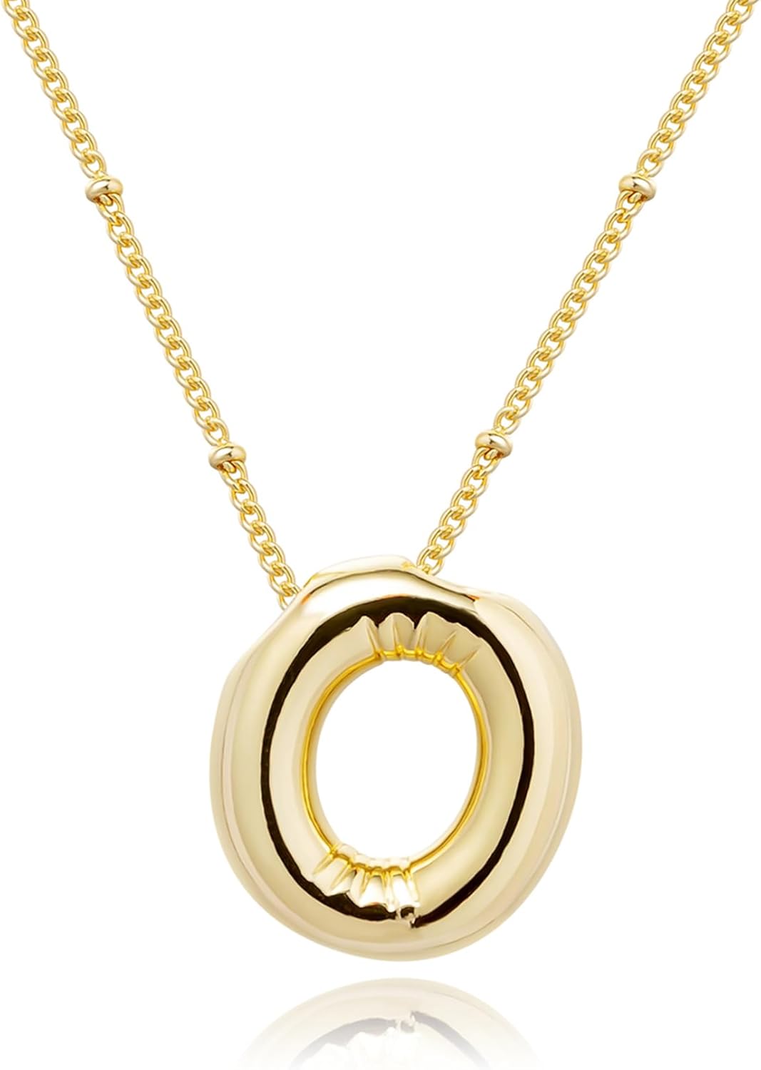 Bubble Initial Necklace; 14K Gold Plated Balloon Letter Pendant; Custom Name Jewelry; Trendy Chunky Gift for Women