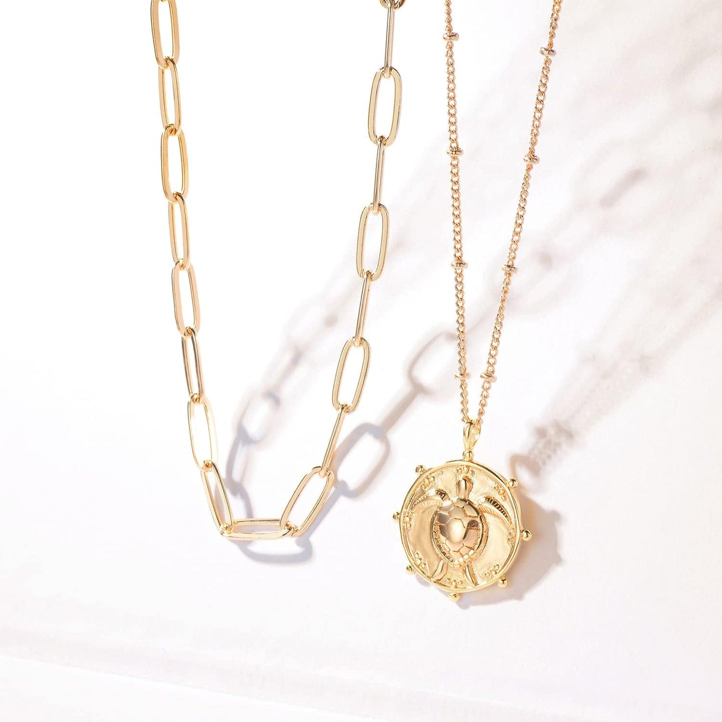 Layered Heart Necklace, Handmade 18K Gold Plated Dainty Choker With Arrow Bar Pendant for Women