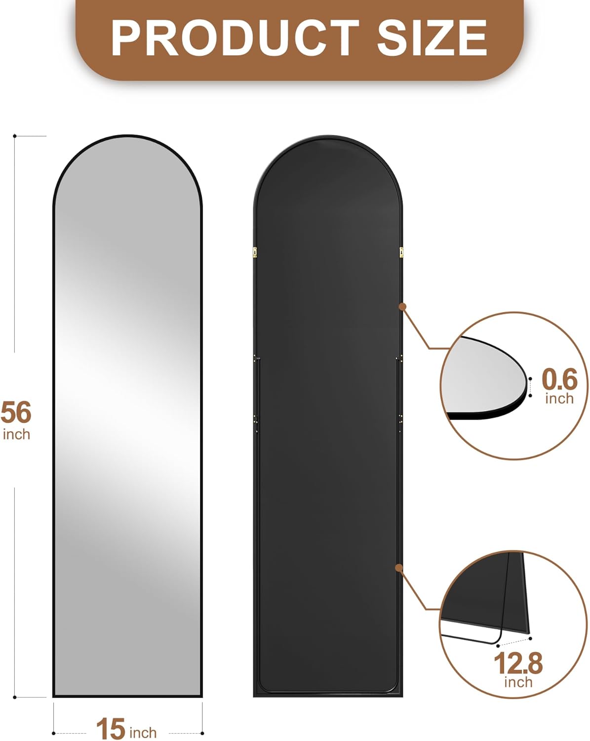 Arched Mirror Full Length,Standing Mirror Full Body,Large Floor with Stand