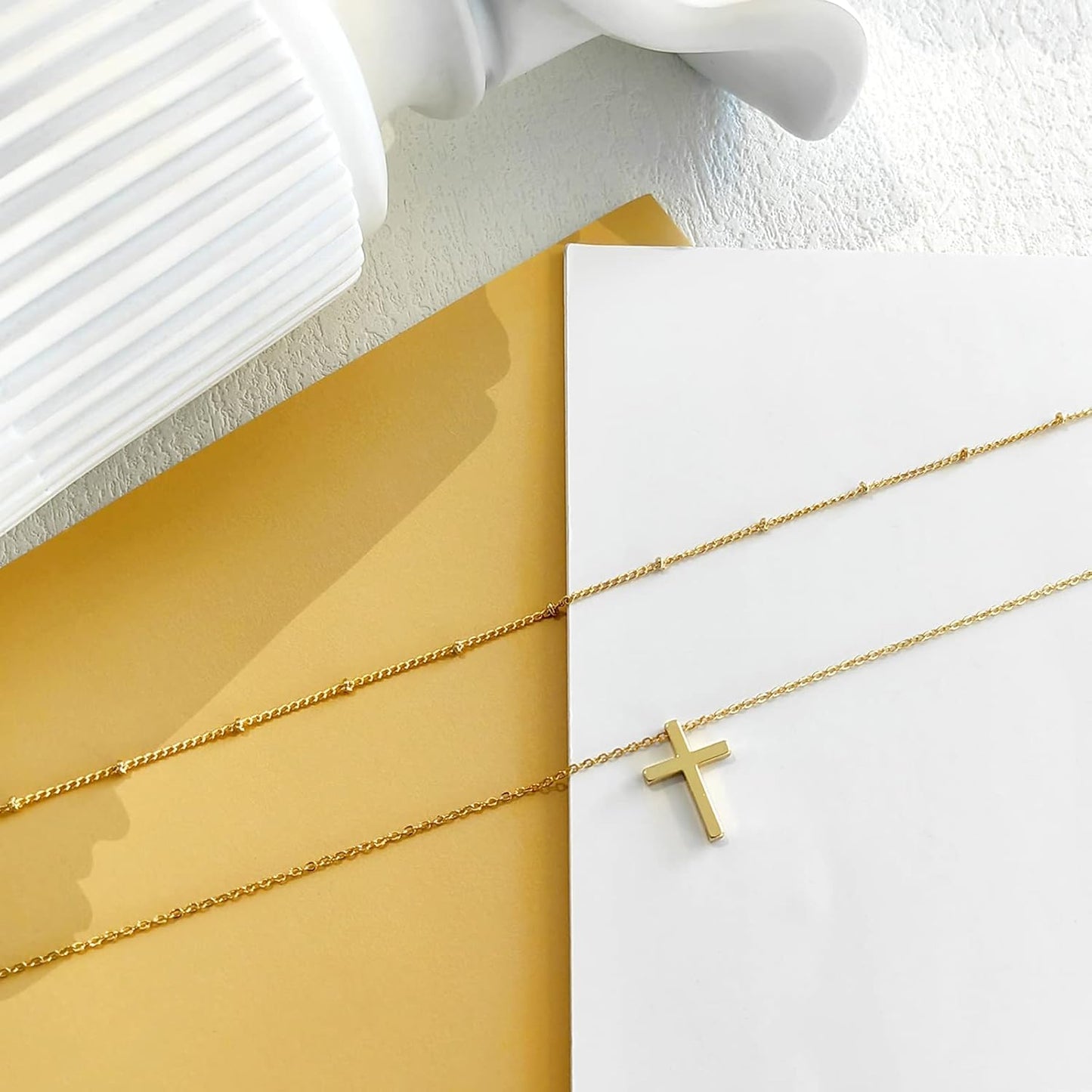14K Gold Plated/Silver Lariat Necklace - Y-Shaped Beaded Chain for Women