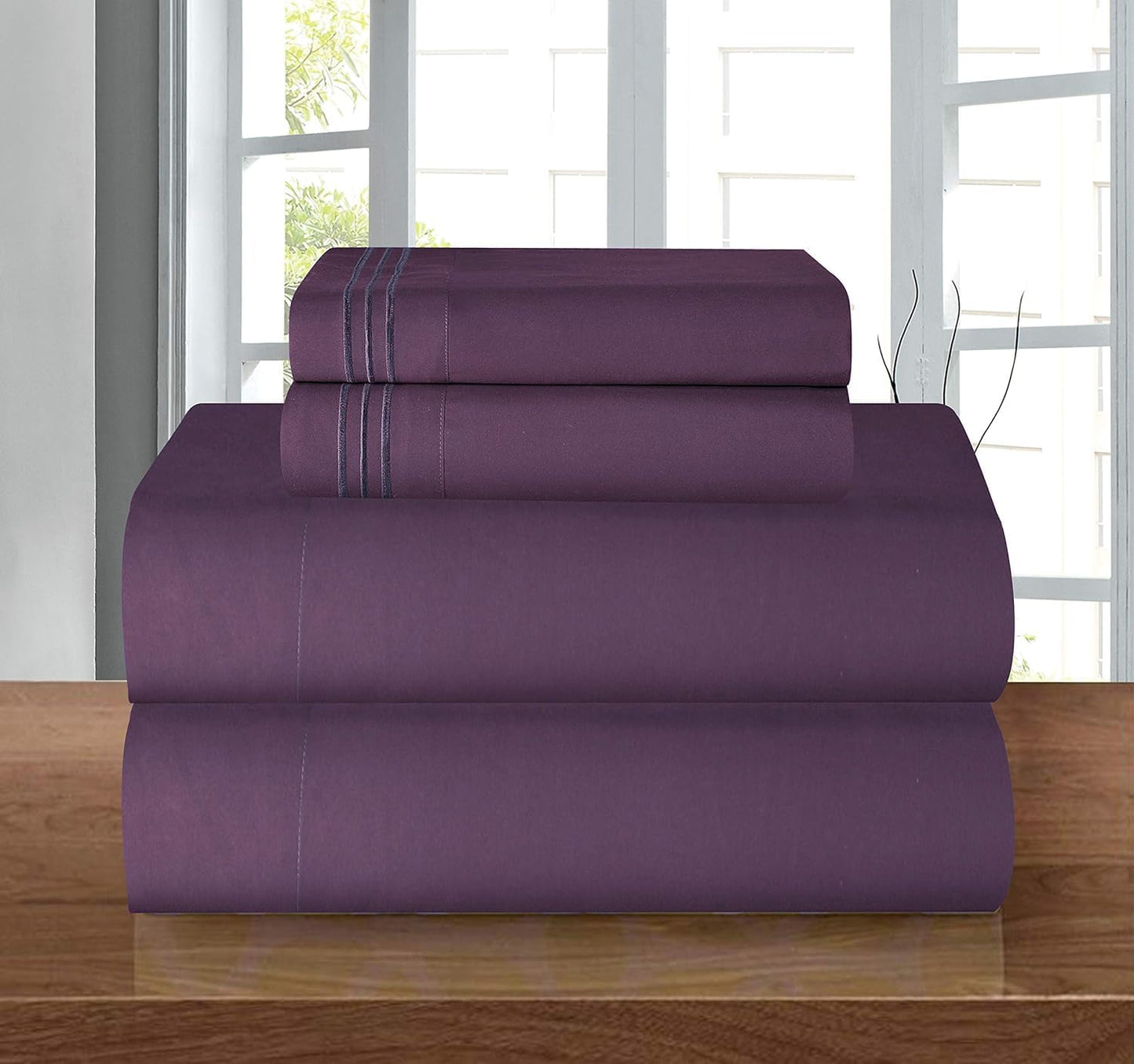Resistant Coziest Bedding Set, All Around Elastic Fitted Sheet, Deep Pocket up to 16inch, Queen