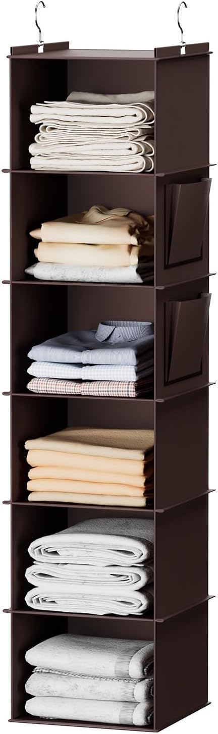 Hanging Closet Organizer and Storage, 6-Shelf Closet Hanging Storage Shelves