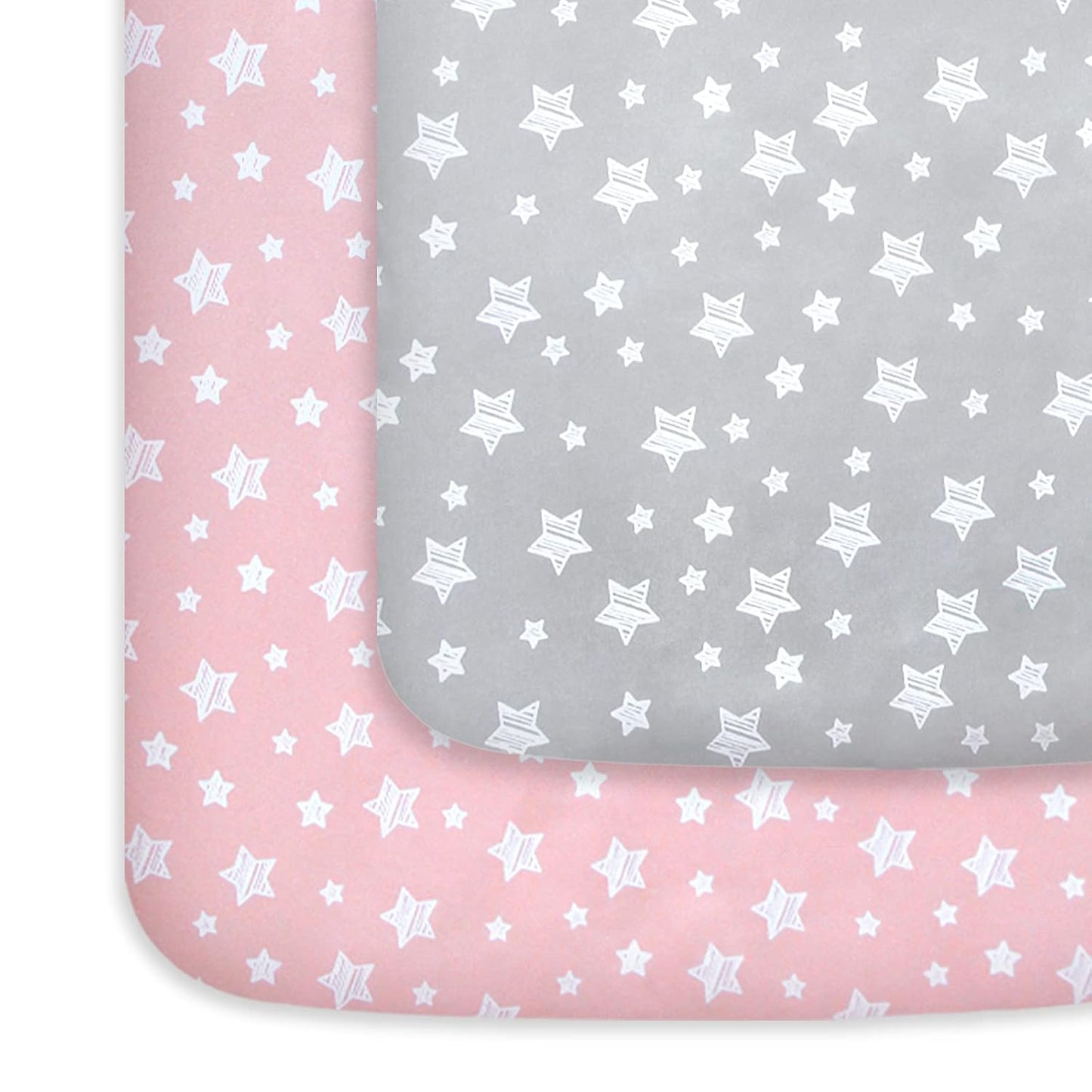 2 Pack Mini Crib Sheets, Stretchy Playard Fitted Sheet, Soft and Breathable Material, Stars & Bunny