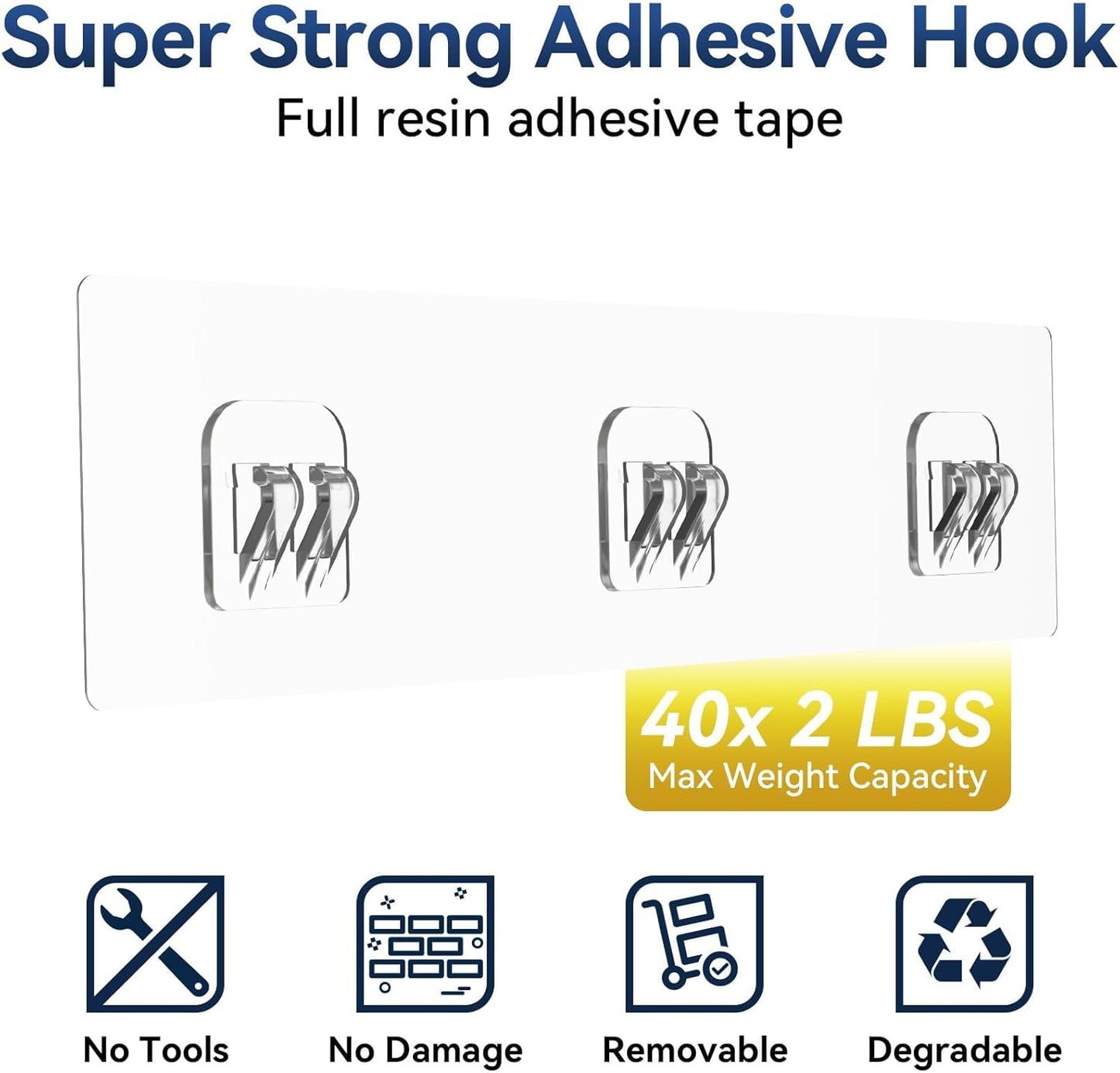Shower Caddy Adhesive,   Storage, Shower Storage with Removable Hooks, No Drill Bathroom