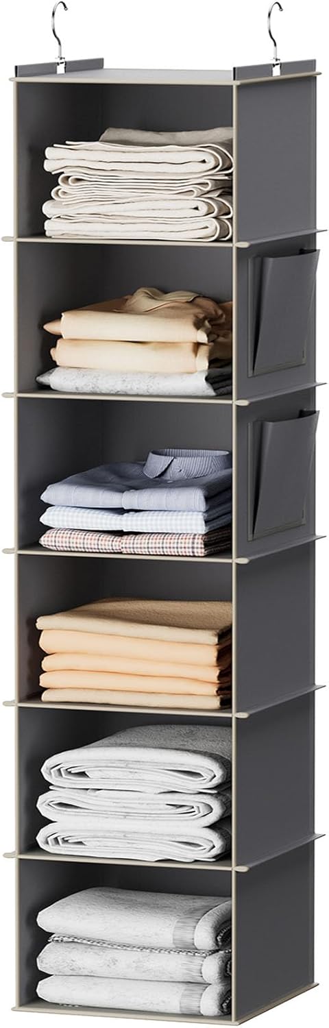 Hanging Closet Organizer and Storage, 6-Shelf Closet Hanging Storage Shelves