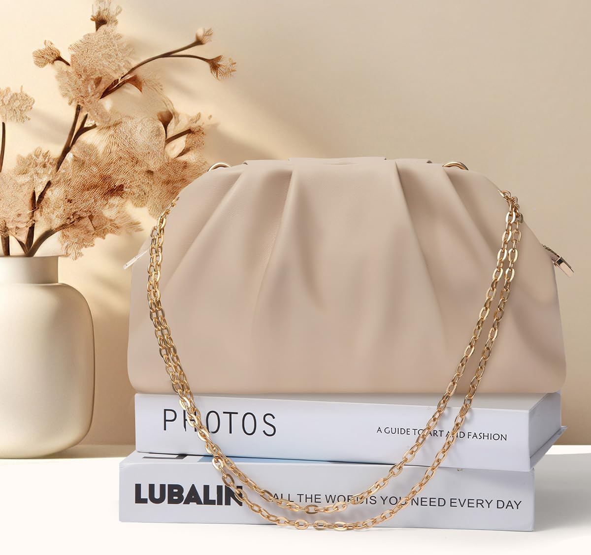 Clutch Purse for Women Soft Pleated PU Wedding Clutch, Elegant Evening Bag for Galas, Proms,Cocktail Parties