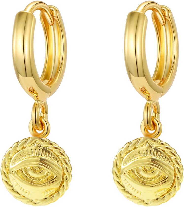 Gold Huggie Small Hoop Earrings with Charm Personalized /Star/Cross/Lock/Key 18k Gold Plated Crystal Drop Dangle Earrings for Women