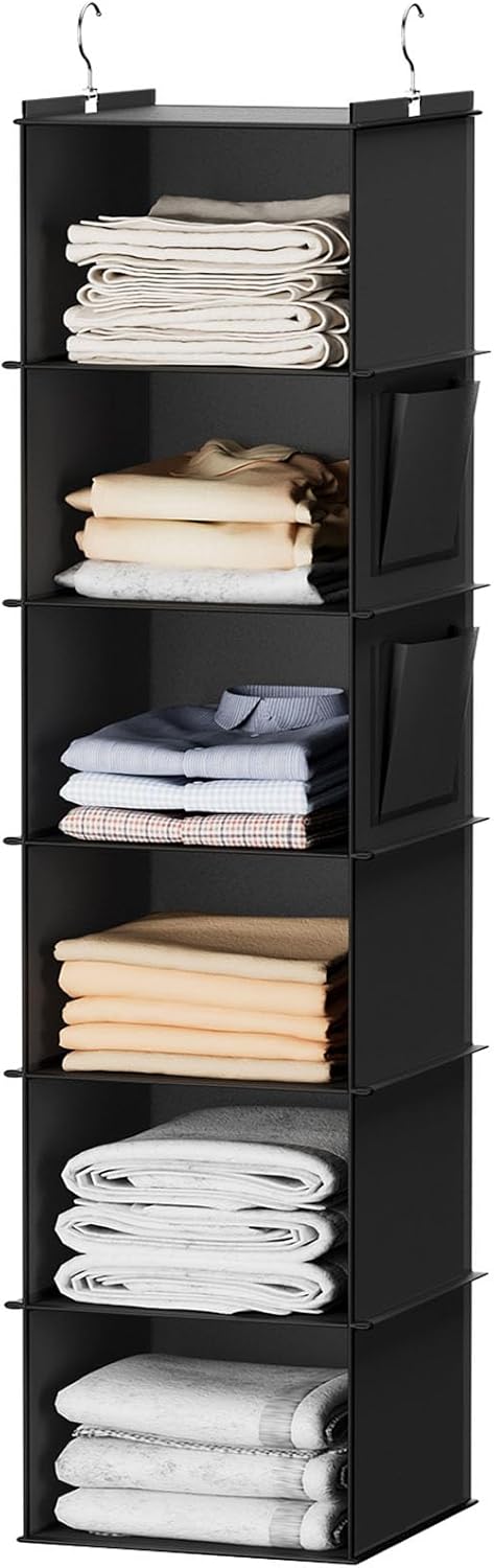 Hanging Closet Organizer and Storage, 6-Shelf Closet Hanging Storage Shelves