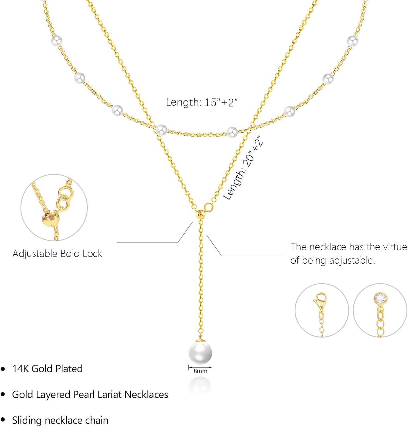 14K Gold-Plated Pearl Necklace Set: Dainty Layered Daisy Choker, Trendy Jewelry Gift for Women