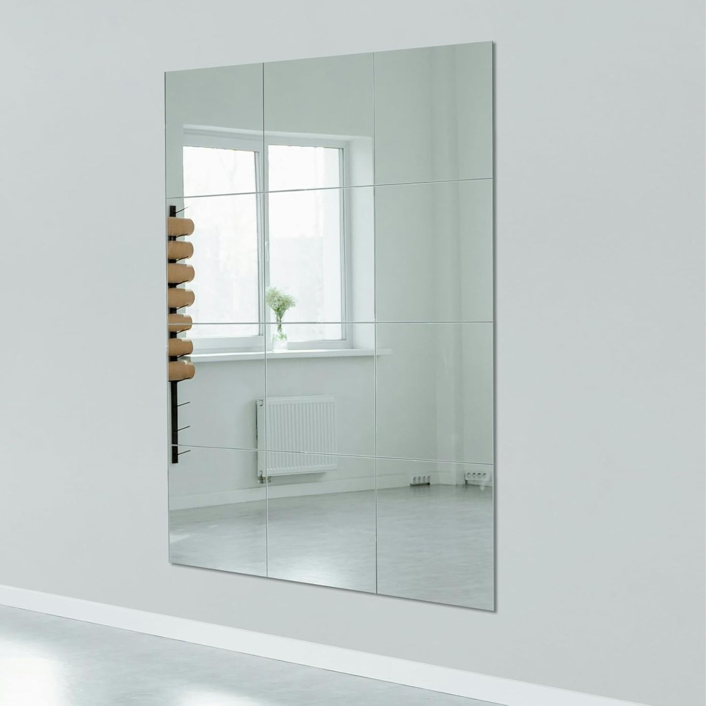 Home Gym Mirrors 12 Inch x 12count Wall Mounted Mirror Glass Frameless Full Length Mirror