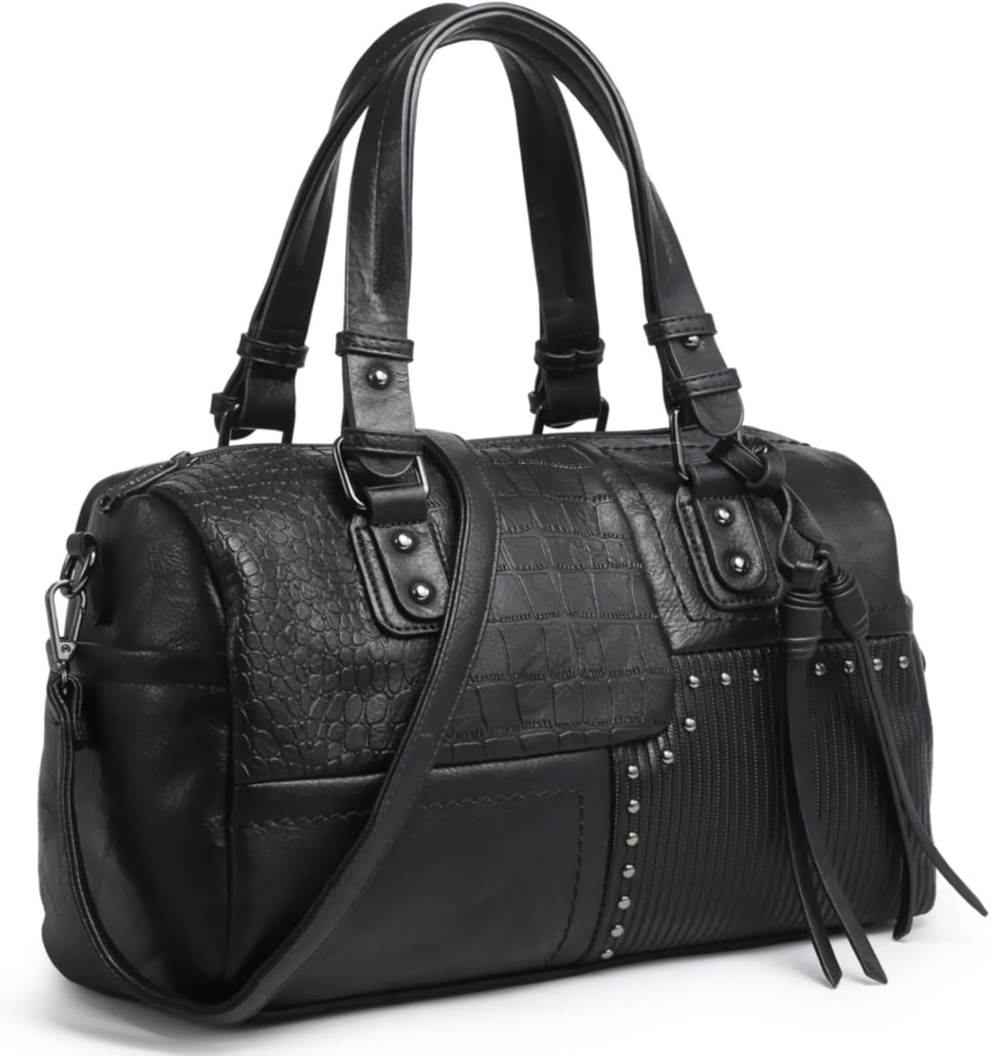 Women Soft Vegan Leather Barrel Bags Large  HandleTotes Satchel Handbags Shoulder Purse