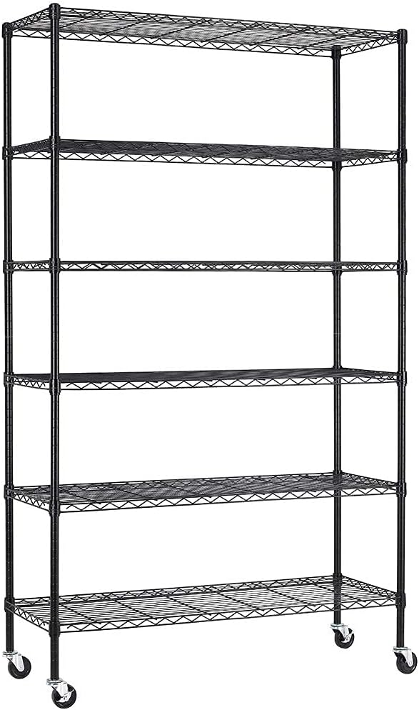 Wire Shelving Unit Storage Cart Metal Shelf Rolling Utility Cart 2100Lbs Capacity with 6 Tier Casters