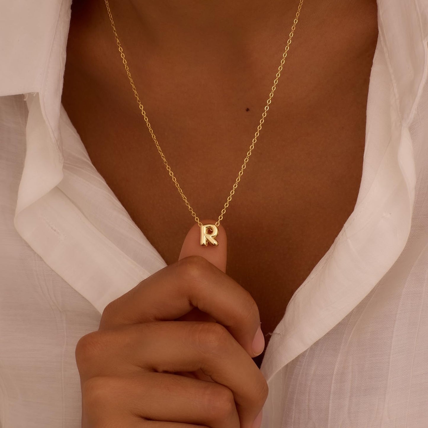 Personalized Initial Necklace - Dainty Bubble Letter Pendant In Gold/Silver, Non-Tarnish Fashion Jewelry Gift For Women & Teens