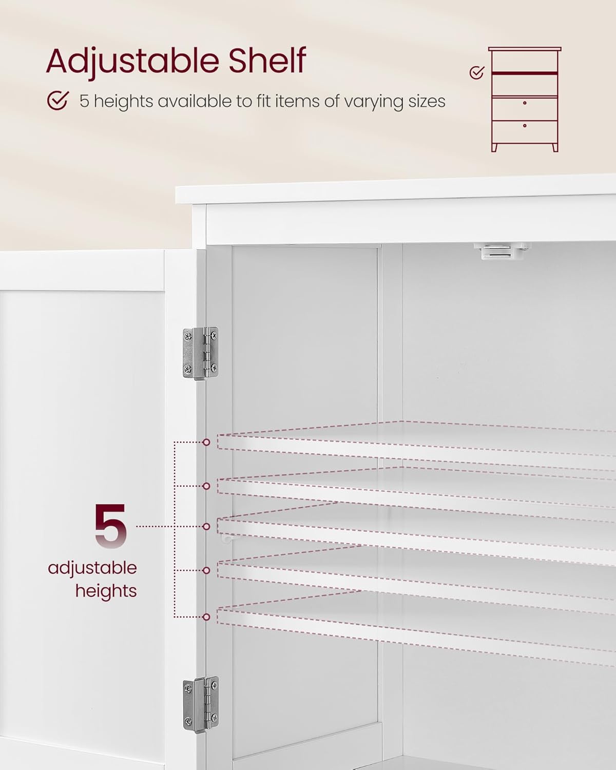 Floor Storage Cabinet, Freestanding Storage Unit with 2 Drawers and 2 Doors, Adjustable Shelf