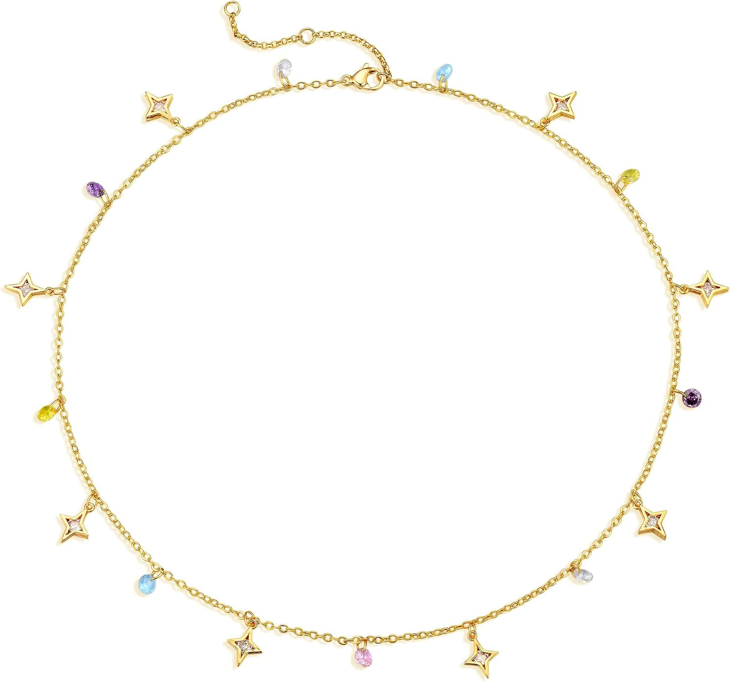 Daisy Flower Choker Necklace - Colorful Gold Plated Delicate Chain, Women's Dainty Fashion Jewelry Gift