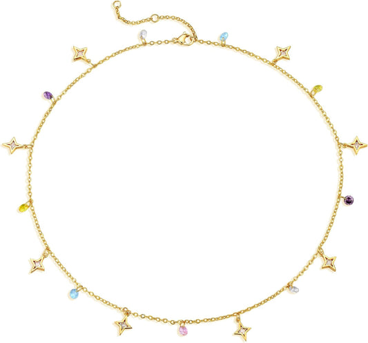 Daisy Flower Choker Necklace - Colorful Gold Plated Delicate Chain, Women's Dainty Fashion Jewelry Gift