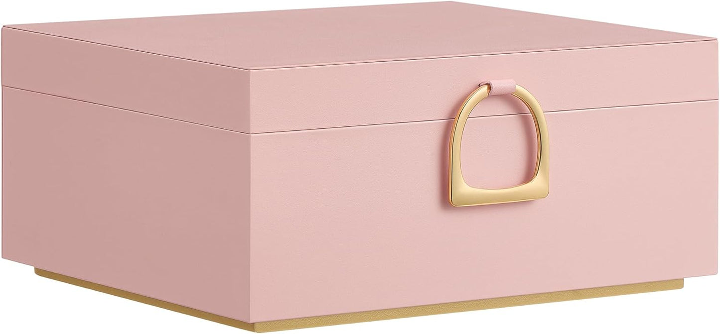 2-Layer Jewelry Box, Jewelry Organizer with Handle, Removable Jewelry Tray, Jewelry Storage, Floating Effect, White