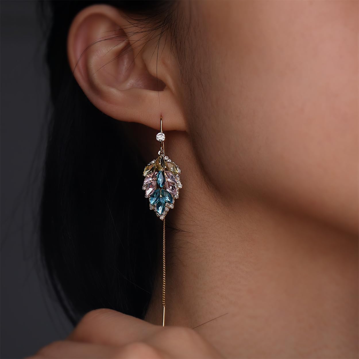 Sonateomber Gold Long Chain Threader Earrings for Women - Fashion Statement Drop Dangle Thread Earrings Jewelry Gift