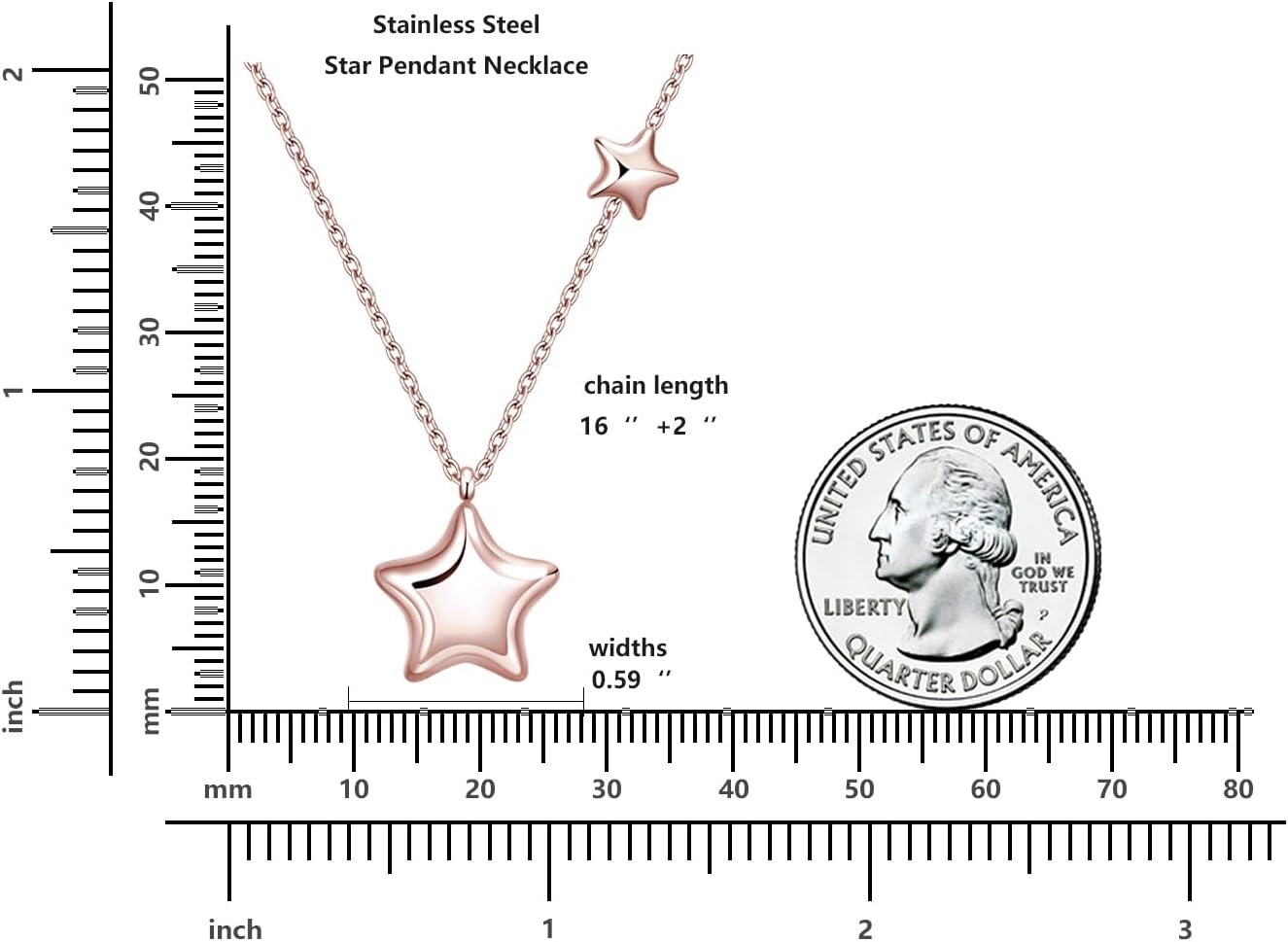 Rnivida Stainless Steel Star Necklace for Women Minimalist Star Charm Pendant with Adjustable Chain