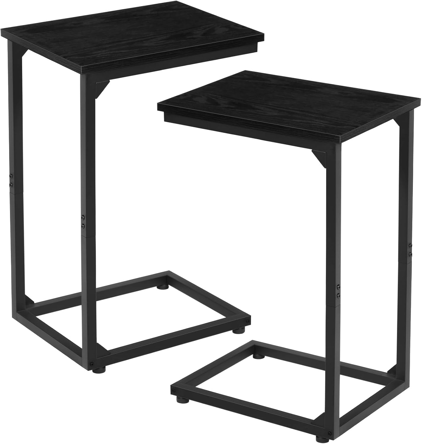 C Shaped coffeeTable, End Tables Living Room Set of 2, Slide Under Couch Table for Sofa, Small Space