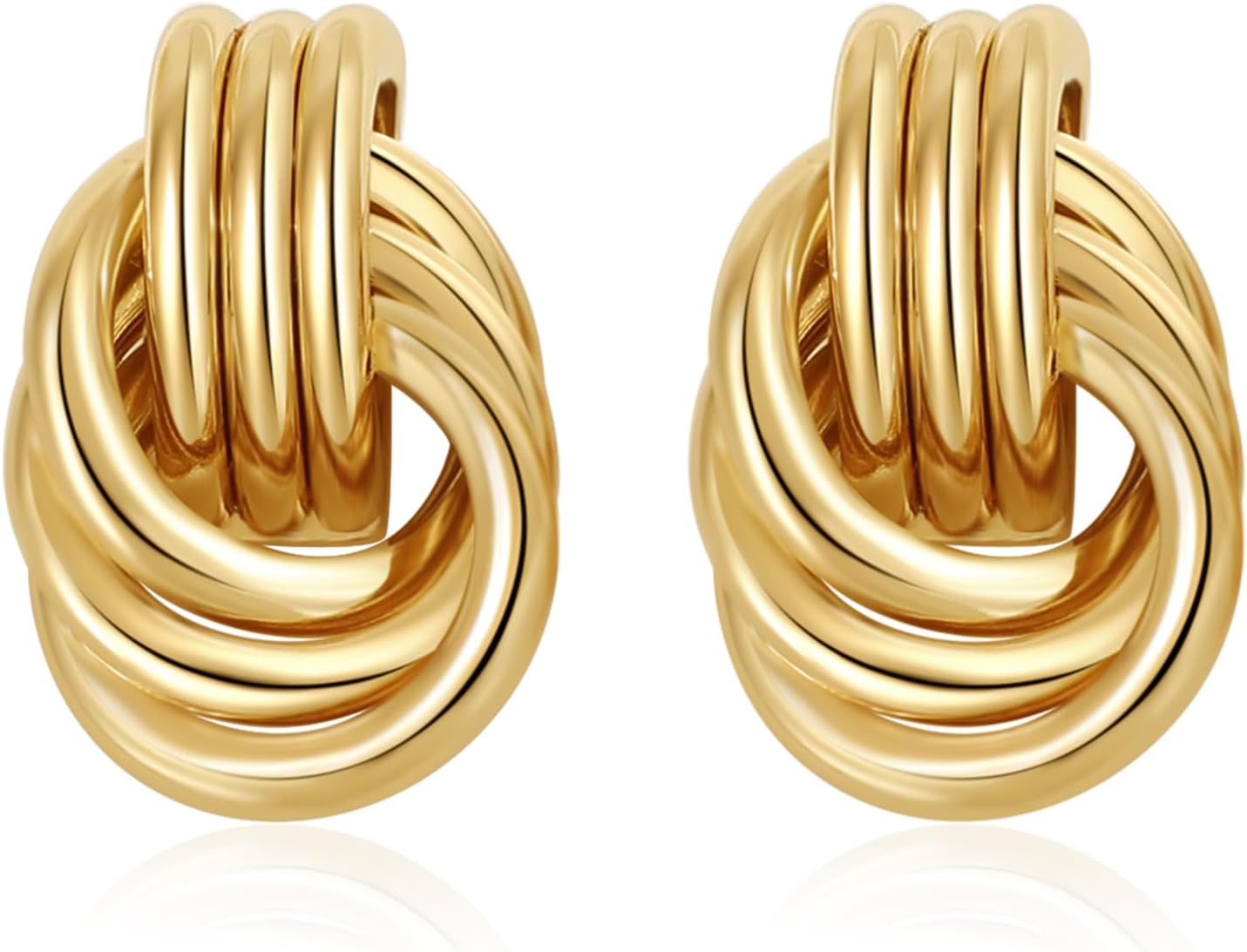 Trendy Gold Plated Knot Earrings for Women Chunky Statement Drop Dangle Earrings Lightweight Fashion Accessories Gold Jewelry