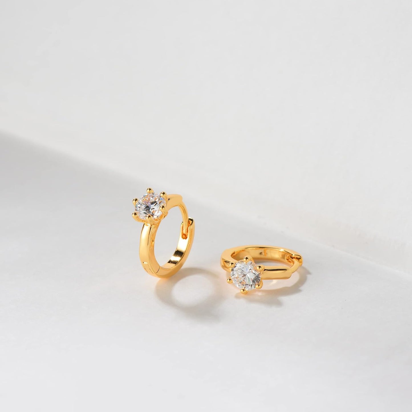 Cubic Zirconia Huggie Earrings 14k Gold Plated Tiny Earrings Small Huggie Hoop Earrings Simple Lightweight Hoops Gift for Women