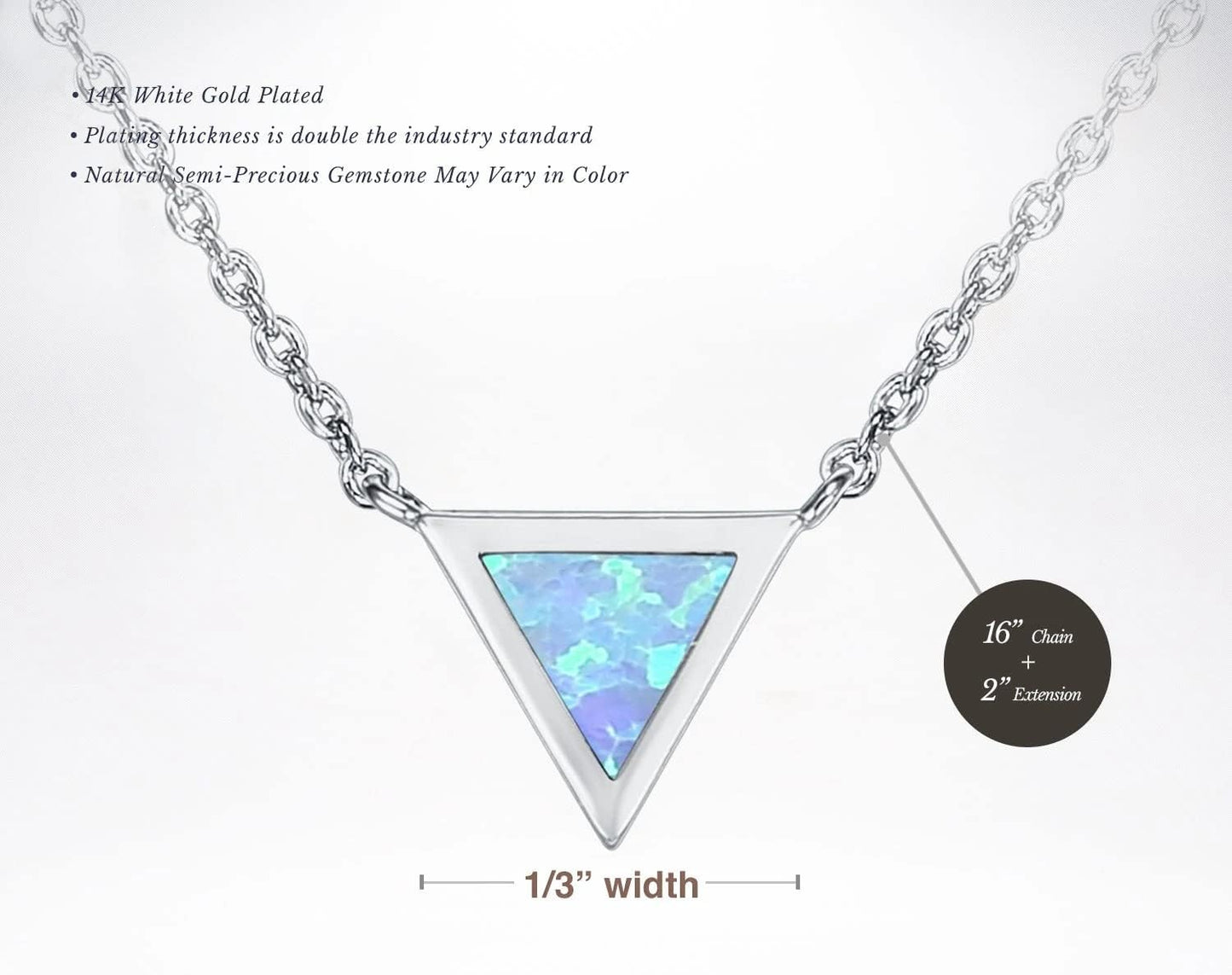 14K Gold Plated Opal Pendant Necklaces for Women | Created Opal Cubic Zirconia Dainty Necklace | Butterfly Round Triangle Antler Bar Pendants