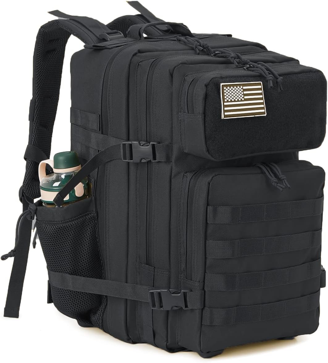 45L Military Tactical Backpack For Men Molle  Out Bag Hiking Rucksack With Bottle Holder
