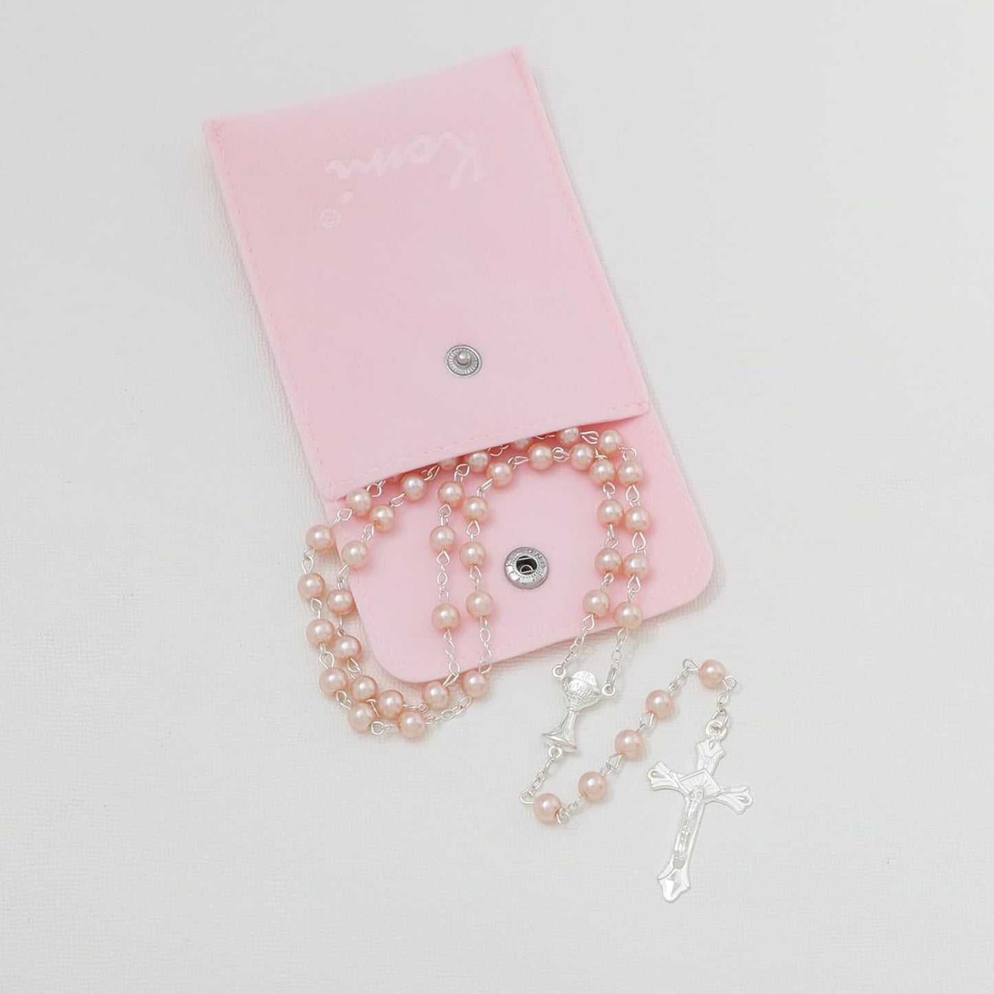 6mm Pearl Rosary Beads With Crucifix - Women's Catholic Prayer Necklace, Gift Box & Pouch Included