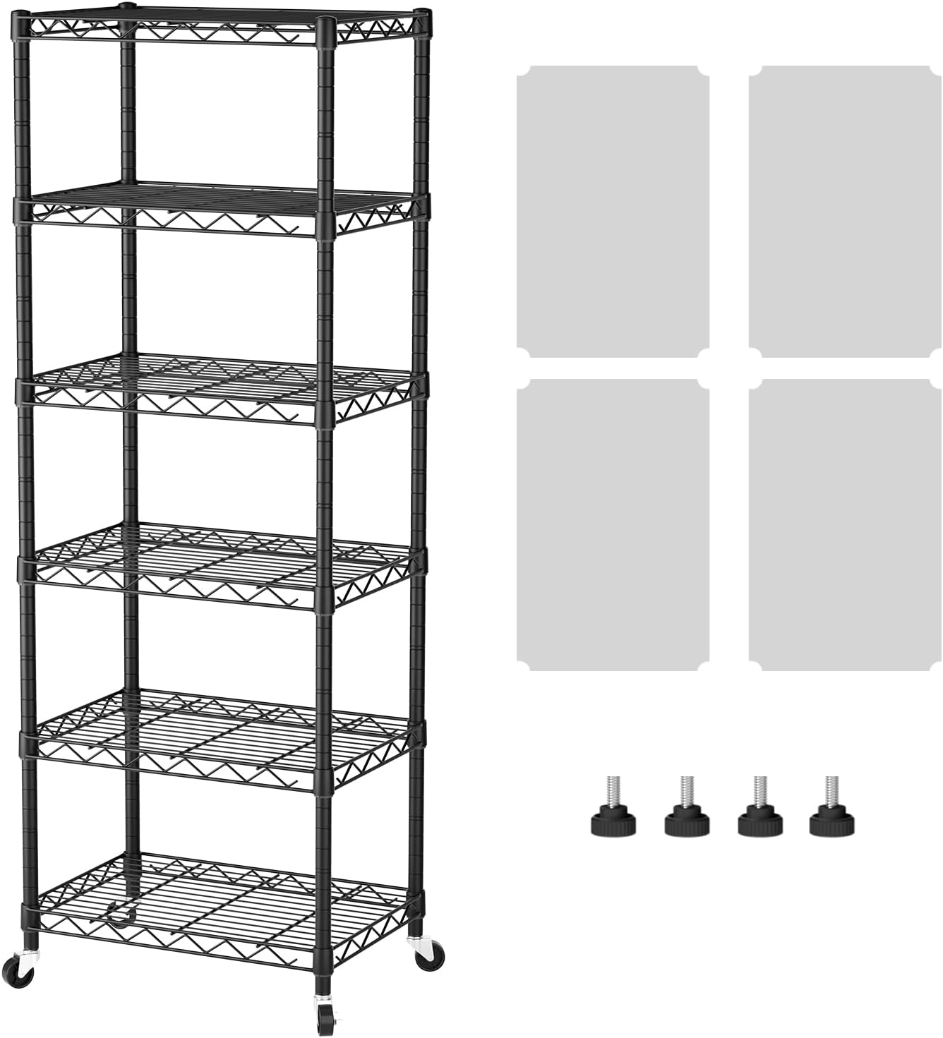 6 Shelf Storage Wire Shelves Closet Bathroom Organizers Metal Pantry Net Basket with Wheels