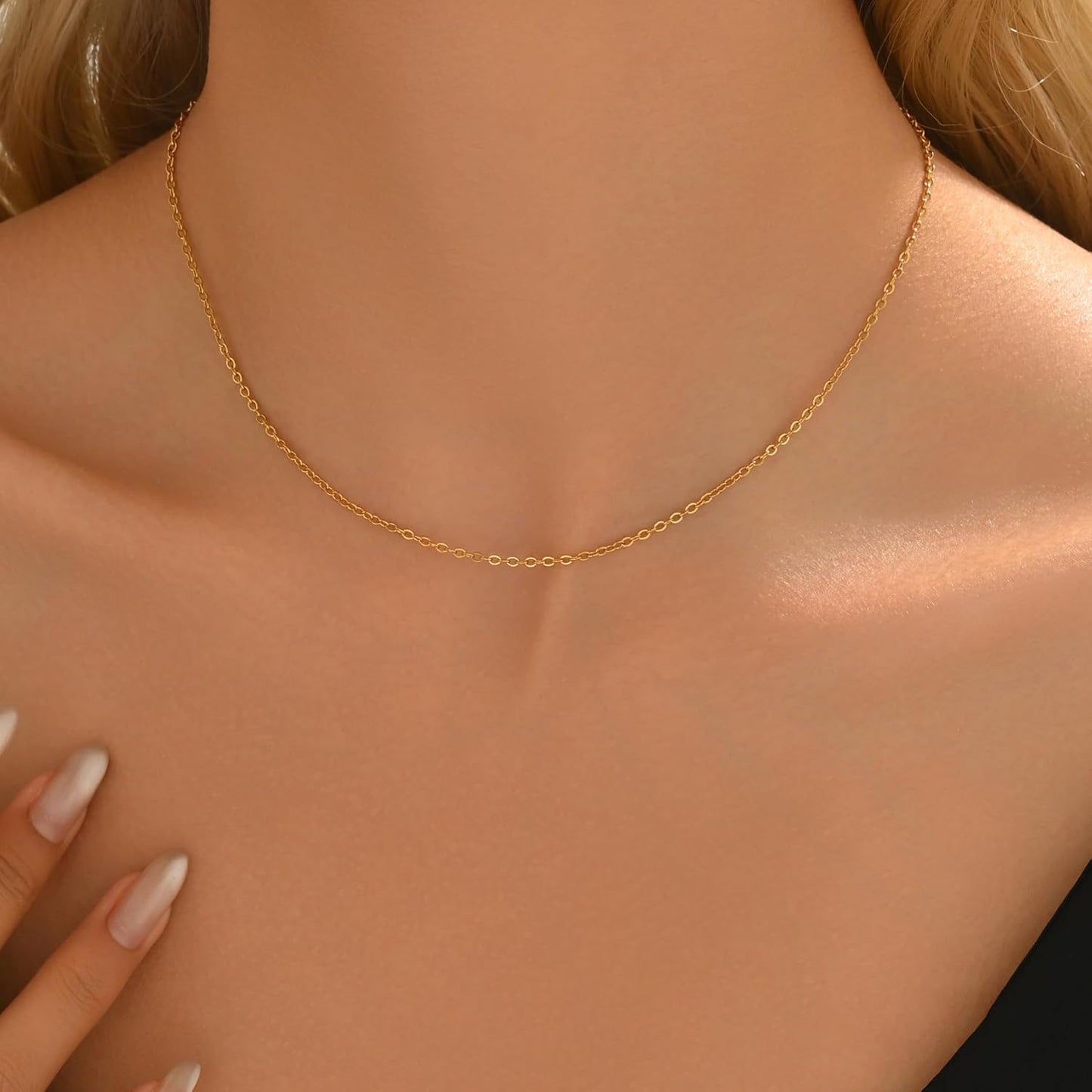 Dainty Gold Chain Necklace For Women - 18K Gold Plated Coin Disc Choker With Beaded & Paper Clip Layered Chain, Everyday Jewelry Gift
