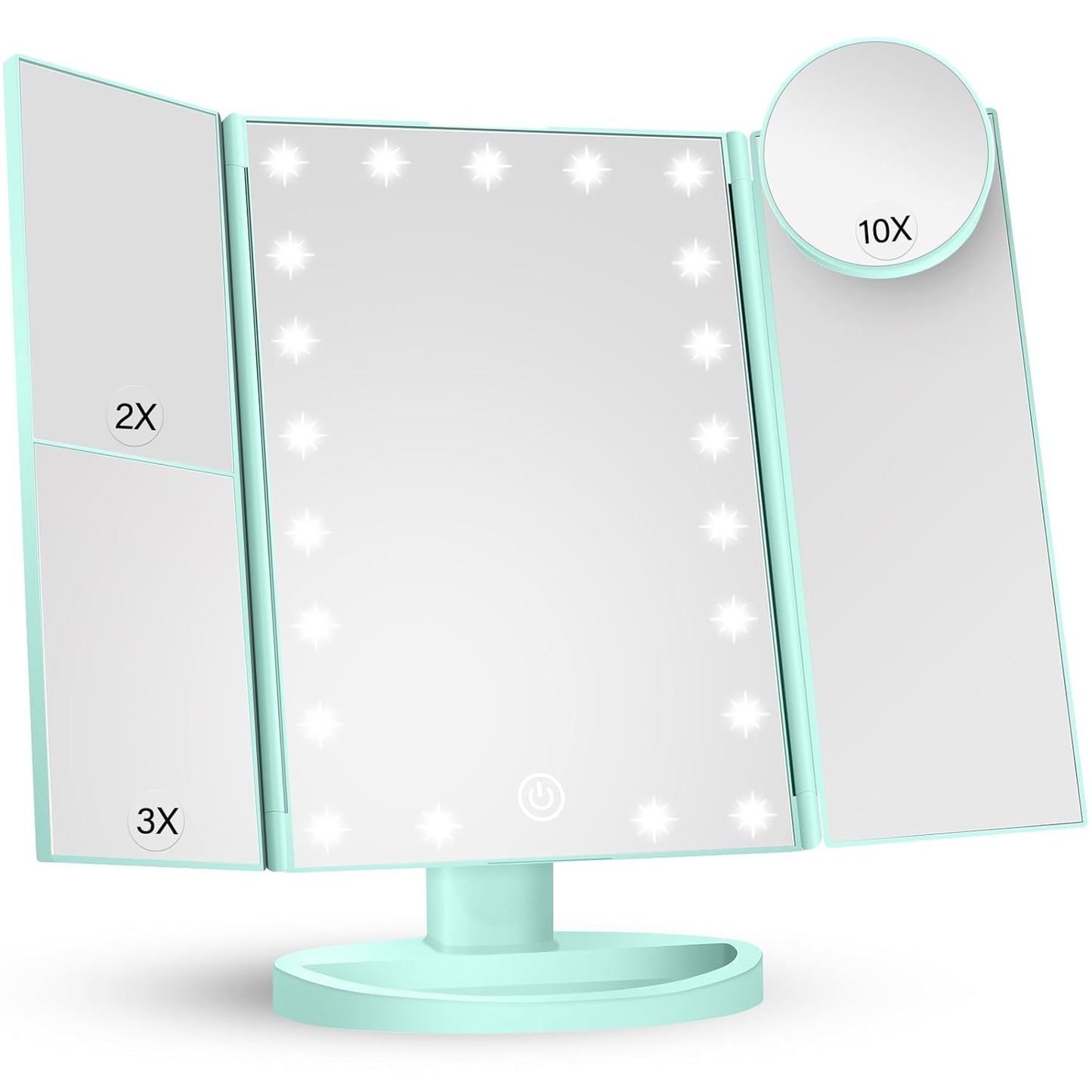 Makeup Mirror Vanity Mirror with Lights, 2X, 3X, 10X Magnification, Touch Control, Trifold, Modern Style