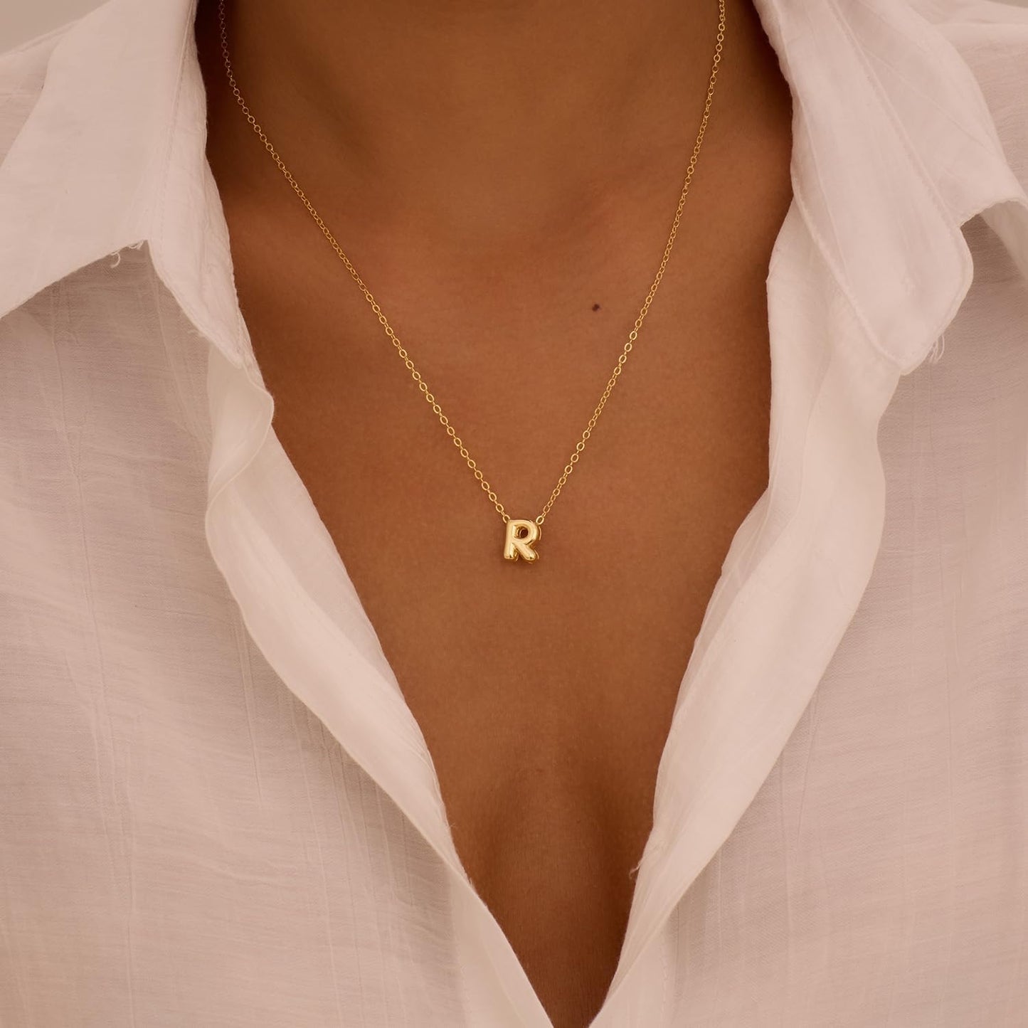 Personalized Initial Necklace - Dainty Bubble Letter Pendant In Gold/Silver, Non-Tarnish Fashion Jewelry Gift For Women & Teens
