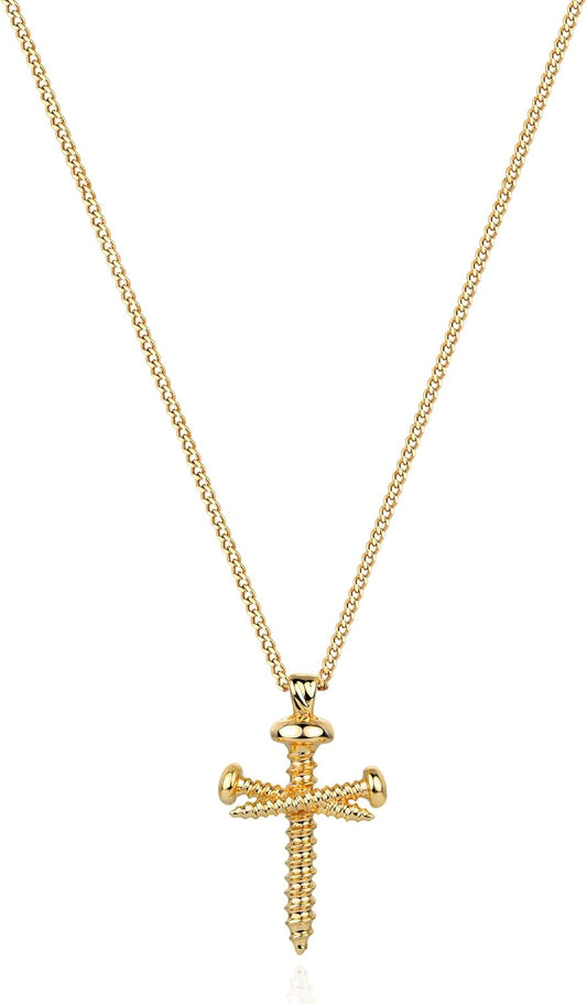 Cross Necklace 14K Plated Dainty Chain, Minimalist Faith Pendant Religious Prayer Jewelry Gift