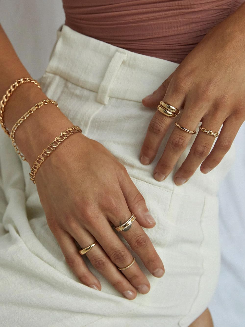18k Gold Plated Personalized Chunky Cuban Oval Link Chain Bracelets for Men Toggle Rope Bracelet Jewelry for Women