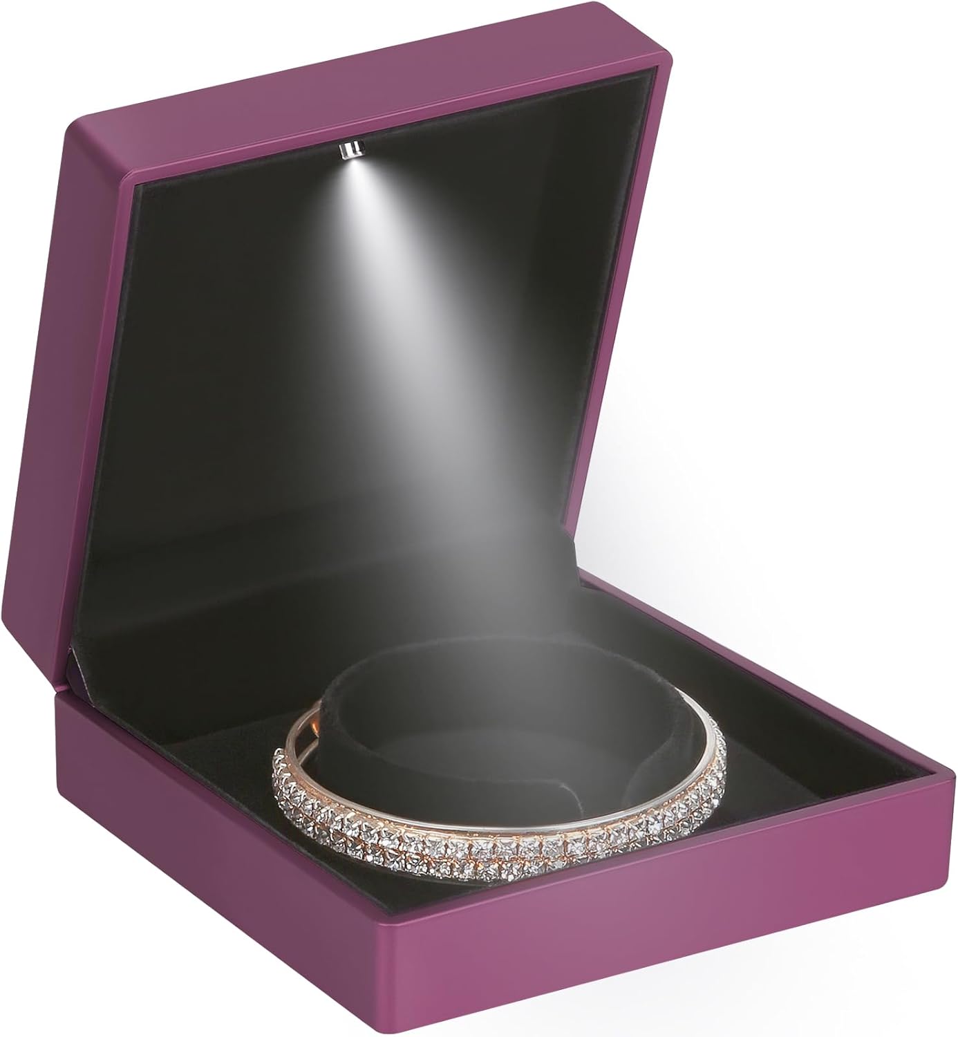 Luxury LED Light Jewelry Bangle Box Storage Case Organizer Holder for Wedding, Engagement, Proposal