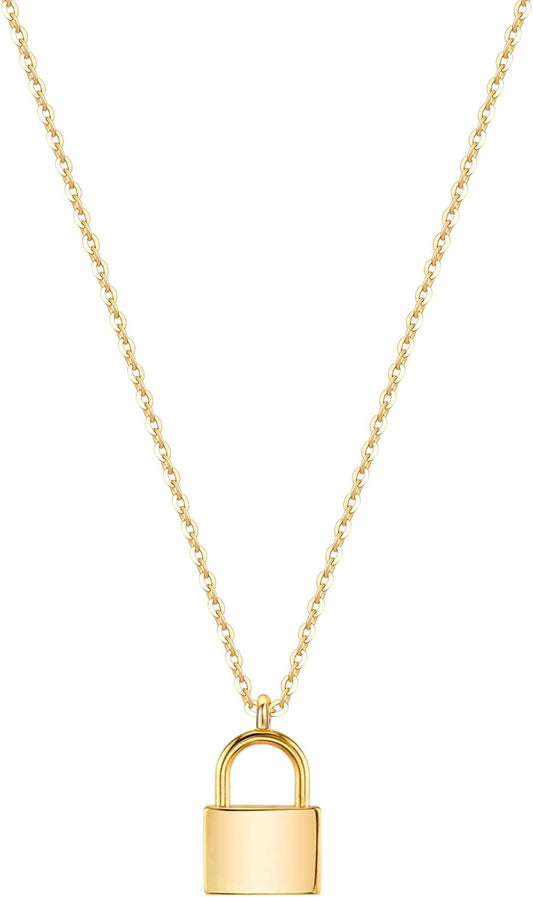 Dainty Initial Necklace: 18K Gold Plated Letter Padlock Pendant - Minimalist Personalized Jewelry for Her