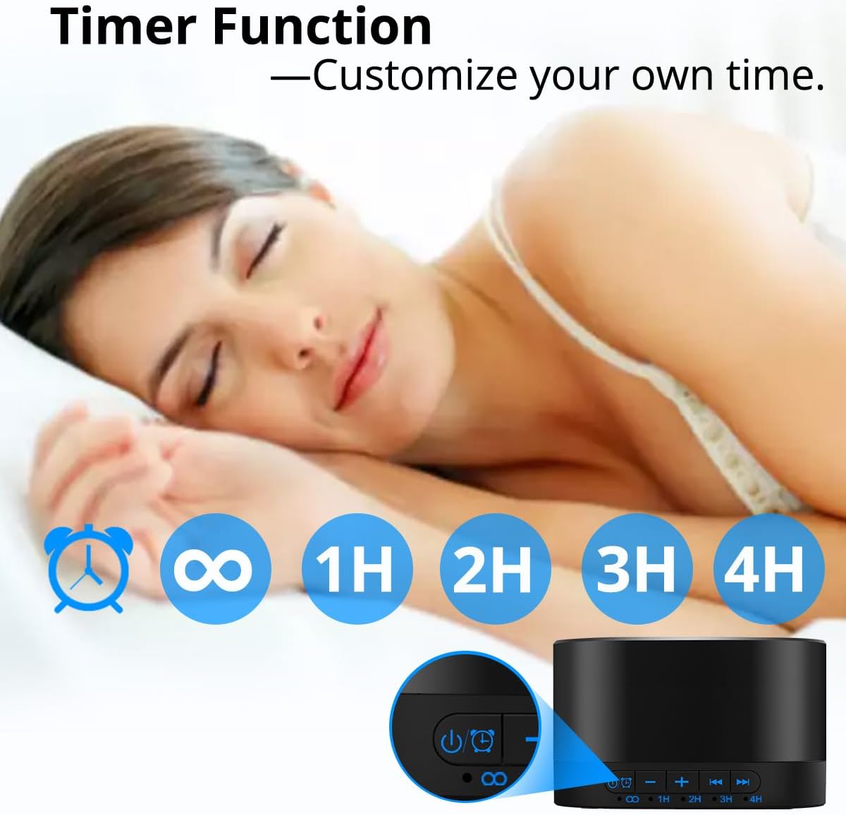 OMOMMD White Noise Machine with 20 Non Looping Natural Soothing Sounds Memory Function 32 Levels of Volume Powered by AC or USB and Sleep Sound Timer Therapy for Baby Kids Adults Black
