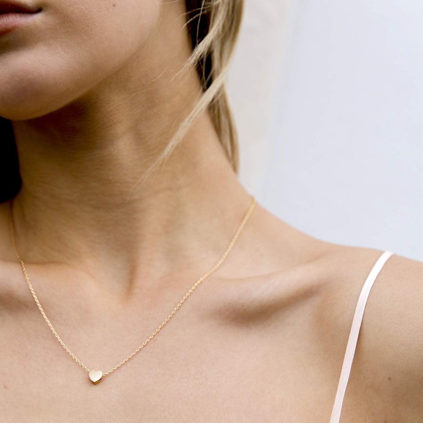 14K Gold Heart Necklace - Cubic Zirconia Gift for Her