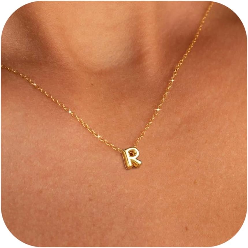 Personalized Initial Necklace - Dainty Bubble Letter Pendant In Gold/Silver, Non-Tarnish Fashion Jewelry Gift For Women & Teens
