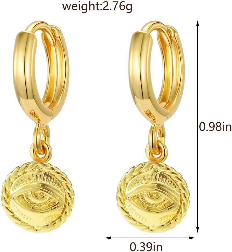Gold Huggie Small Hoop Earrings with Charm Personalized /Star/Cross/Lock/Key 18k Gold Plated Crystal Drop Dangle Earrings for Women