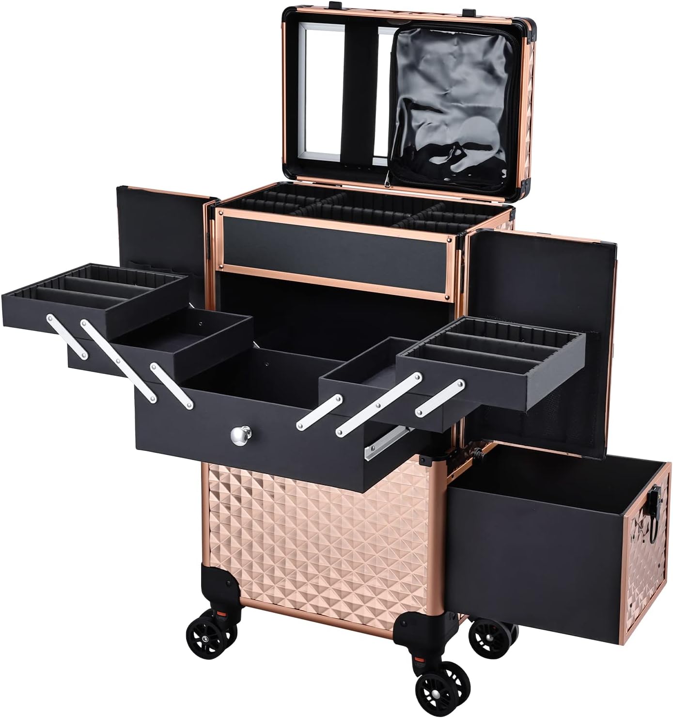 Professional Makeup Artist Rolling  Case Multi-functional Cosmetic  Case