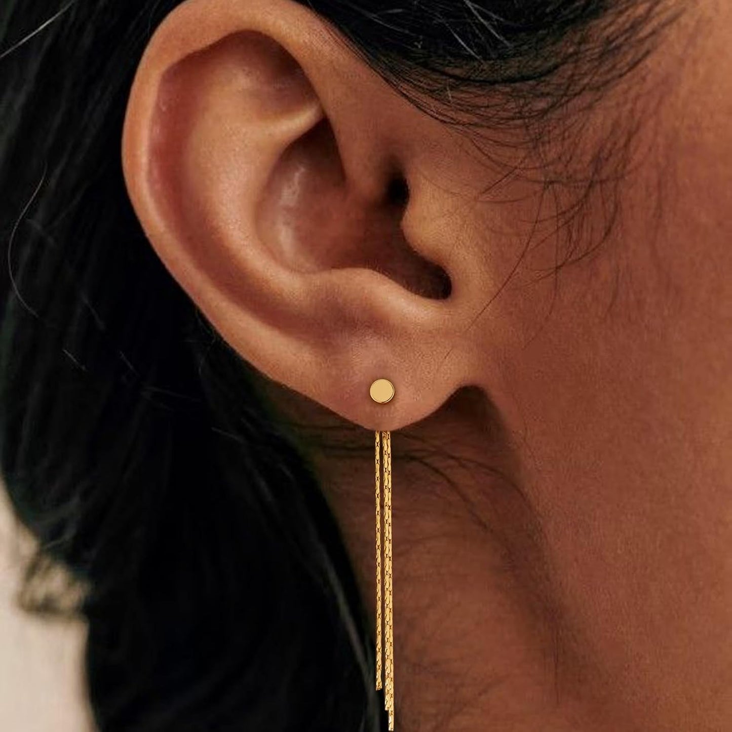 Gold Earrings for Women, 14K Gold Plated Tassel Dangle Earrings for Women Trendy Hypoallergenic Long Chain Earring