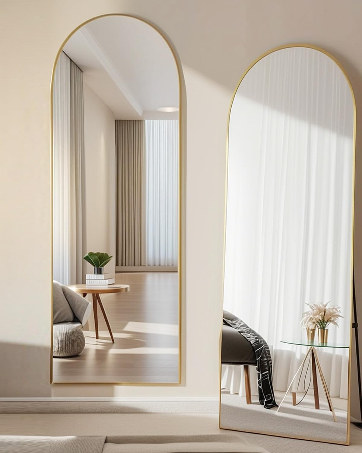 58"x18" Arched Full Length Mirror, Floor Mirror with Stand, Freestanding,Wall Mounted Hanging