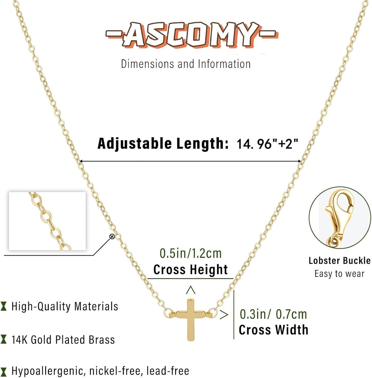Two-Tone Cross Necklace, 14K Gold & Silver Plated Minimalist Dainty Chain, Religious Gift & Everyday Jewelry for Women