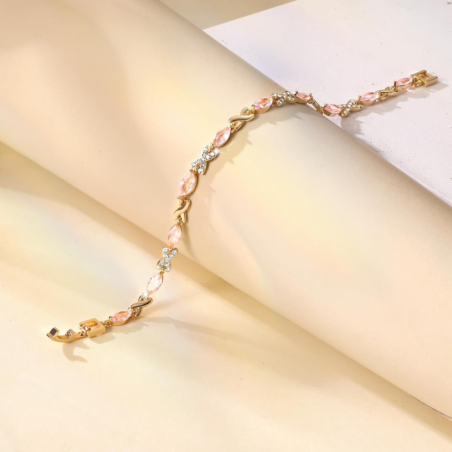 Eternity Bracelet Blue Cubic Zirconia, Sapphire Bracelet, 18K Gold Plated Hypoallergenic Bracelets -7.48inch/190mm